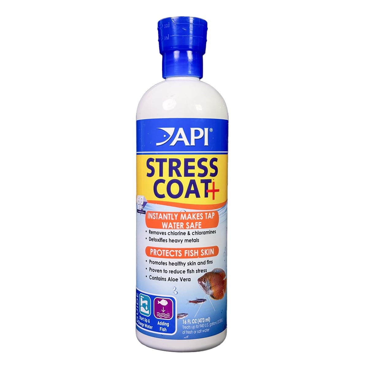 515S6+fDLmL API STRESS COAT Aquarium Water Conditioner 16-Ounce Bottle - Image 1