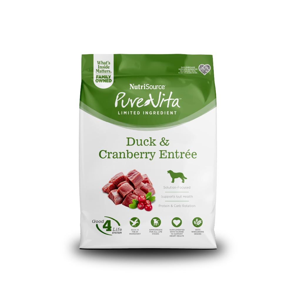 NutriSource Pure Vita Duck & Cranberry Dog Food, 25LB
