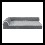 Furhaven Memory Foam Dog Bed for Large Dogs w/ Removable Bolsters & Washable Cover, For Dogs Up to 95 lbs - Two-Tone Plush Faux Fur & Suede L Shaped Chaise - Stone Gray, Jumbo/XL - Image 11