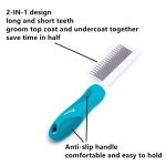 Pet Comb, Long and Short Teeth Comb for Dogs & Cats, Pet Hair Comb for Home Grooming Kit, Removes Knots, Mats and Tangles - Image 6