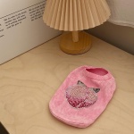 Washed Cotton Pet Vest with Rhinestone Fruit Designs, Soft & Stylish Small Dog Cat Vest for Spring Summer, Breathable & Shiny (Pink-Peach, Small) - Image 3