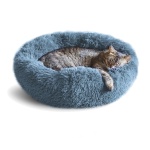 Whiskers & Friends Cat Bed, Cat Beds for Indoor Cats Washable, Orthopedic Soft Fluffy Round Calming Pet Bed for Small to Large Kitty Kittens & Dogs, Small Dog Beds & Furniture