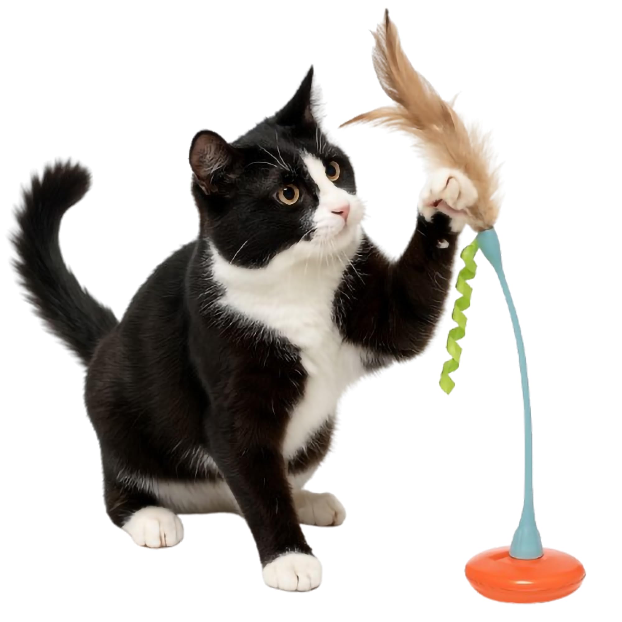 Petlinks Tippy Teaser Self Righting Feather Toy for Cats & Kittens, Rocks & Sways, Fun & Engaging Play - Multi Color, One Size