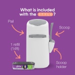 Litter Genie Style Pail Cat Litter Box Waste Disposal System for Odor Control Includes 1 Square Refill Bag - Image 2