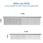 Cafhelp 2 Pack Dog Combs with Rounded Ends Stainless Steel Teeth, Cat Comb for Removing Tangles and Knots, Professional Grooming Tool for Long and Short Haired Dog, Cat and other pets, 6.3IN/7.4IN - Image 4