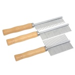 SEIFUD Professional Metal Dog Grooming Comb | 3 PCS Wooden Handled Pet Comb for Dogs and Cats | Removes Tangles, Dematting, Detangling | Great for Matted Hair