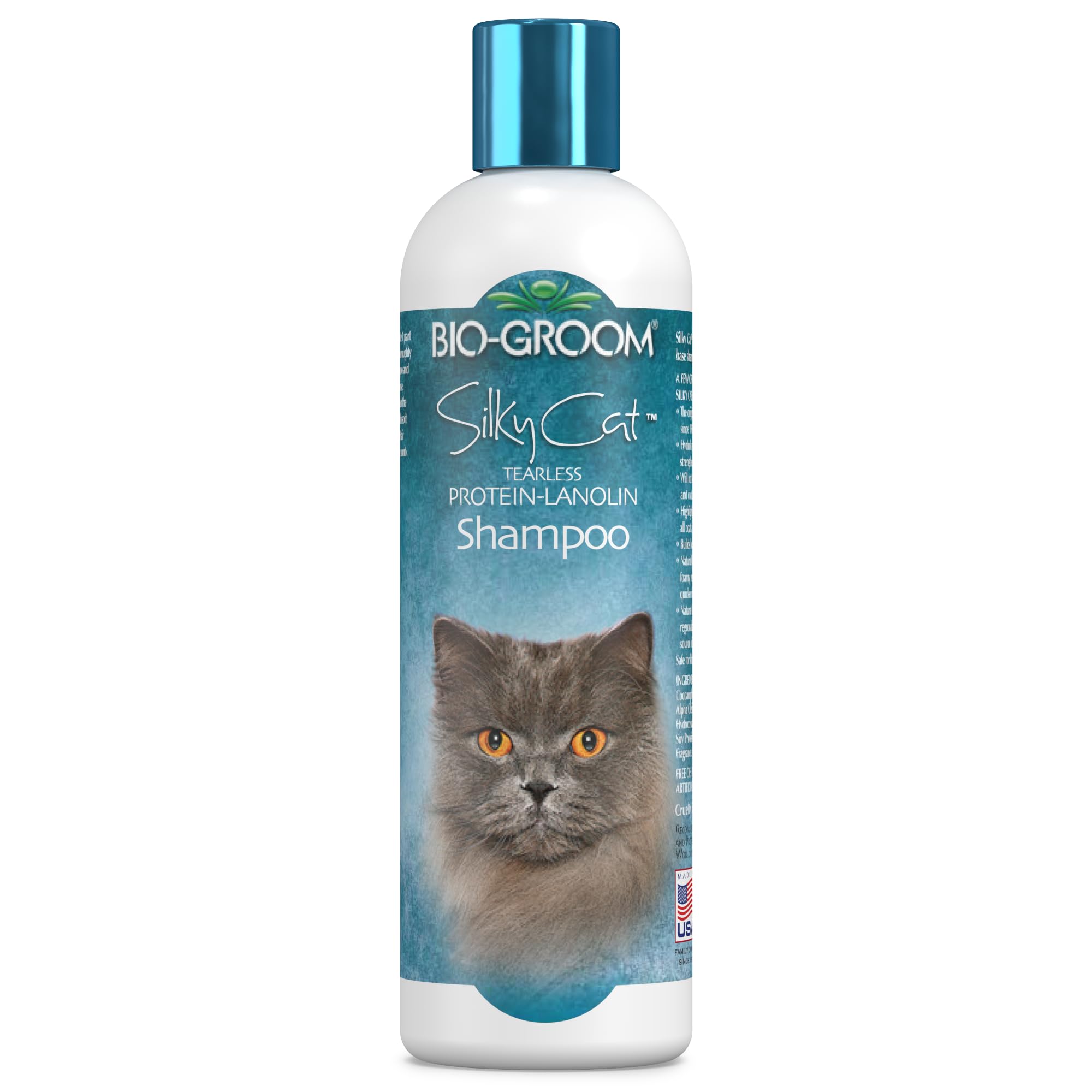 61N5ed8XQxL Bio-Groom Protein Lanolin Cat Shampoo – Tear-Free Pet Shampoo, Soy Protein, Cat Bathing Supplies, Residue-Free, Cruelty-Free, Made in USA, Tearless Cat Products – 8 fl oz 1-Pack - Image 1