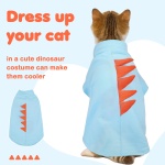 DENTRUN Sphynx Cat Clothes, Cute Dinosaur Design Hairless Cat Costume, Breathable Cotton Shirts Cat Clothes for Cats Only, Round Collar Kitten Daily T-Shirts with Sleeves, Cats Funny Cosplay Apparel - Image 6