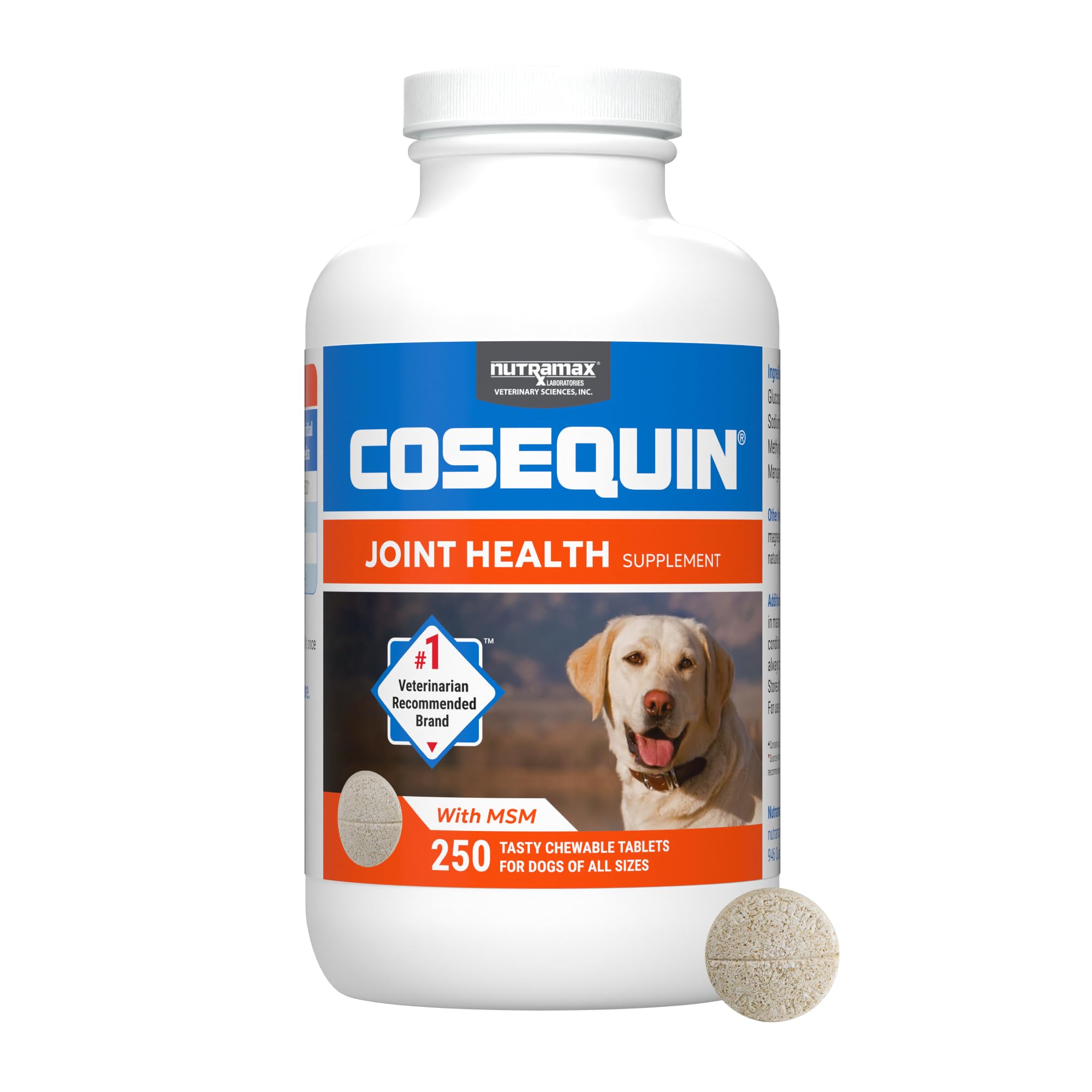 Nutramax Cosequin for Dogs Joint Health Supplement, Contains Glucosamine for Dogs, Plus Chondroitin and MSM, Supports Healthy Joints, Chewable Tablets, 250 Count