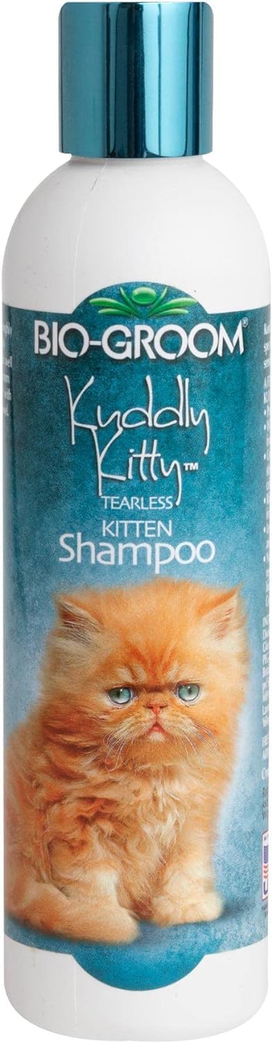 Bio-Groom Kuddly Kitty Shampoo - Tearless, Gentle Kitten Shampoo, Soap-Free, Cat Bathing Supplies, Quick Rinse, Cat & Kitten Grooming Supplies, Cruelty-Free, Made in USA - 8 fl oz 1-Pack
