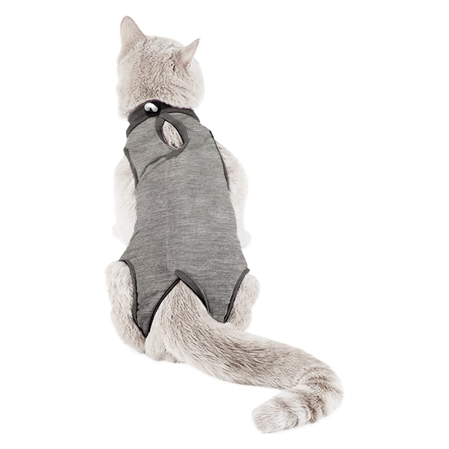 TORJOY Kitten Onesies,Cat Recovery Suit for Abdominal Wounds or Skin Diseases,After Surgery Wear Anti Licking Wounds,Breathable E-Collar Alternative for Cat Grey S