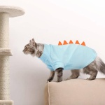 DENTRUN Sphynx Cat Clothes, Cute Dinosaur Design Hairless Cat Costume, Breathable Cotton Shirts Cat Clothes for Cats Only, Round Collar Kitten Daily T-Shirts with Sleeves, Cats Funny Cosplay Apparel - Image 2