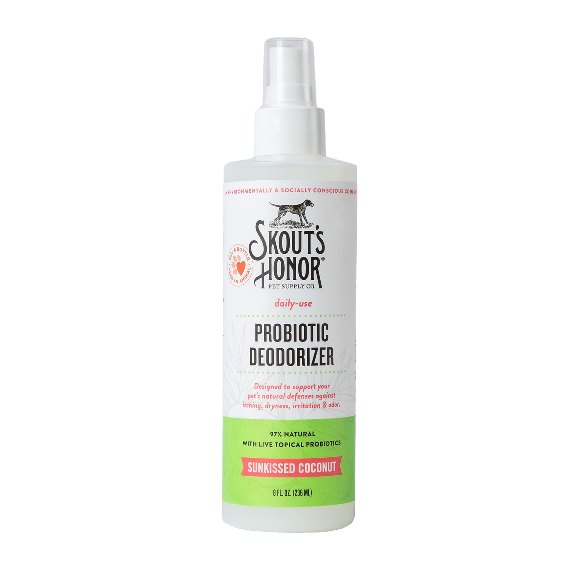 61aYsMWKgsL SKOUT'S HONOR Probiotic Pet Deodorizer Spray- Hydrating Daily-Use with Avocado Oil & Omega-3s, Microbiome Friendly Certiified, Paraben & Sulfate-Free, 97% Natural, 8oz, Sunkissed Coconut - Image 1