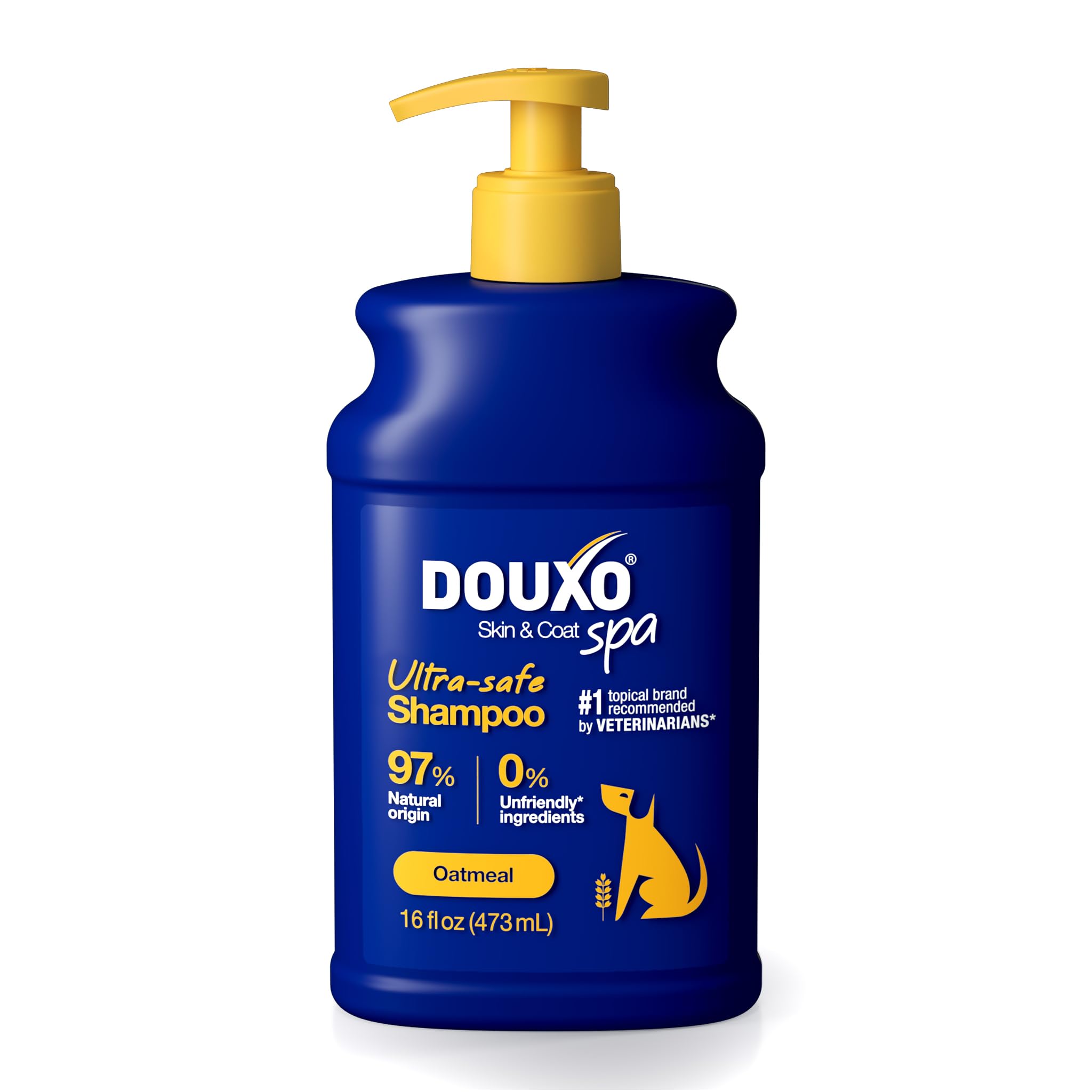 DOUXO Oatmeal Dog Shampoo, Ultra-Safe Hypoallergenic, Deep Hydration, Cleans and Enhances Coat, 16 Fl Oz