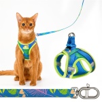 Cat Harness and Leash Set, Step-in Escape Proof Adjustable Vest Harness for Small Medium Large Cats, Lightweight Soft Breathable Reflective Kitten Harness for Walking Travel, Camping(Hawaii Green, XS)