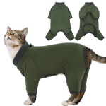 Sticky Cat Clothes Stretchy, Sphynx Hairless Sweater & Pajamas for Cats only, Soft Cat Onesie for Cats After Surgery Female Male & Hair Loss Prevention, Green XS