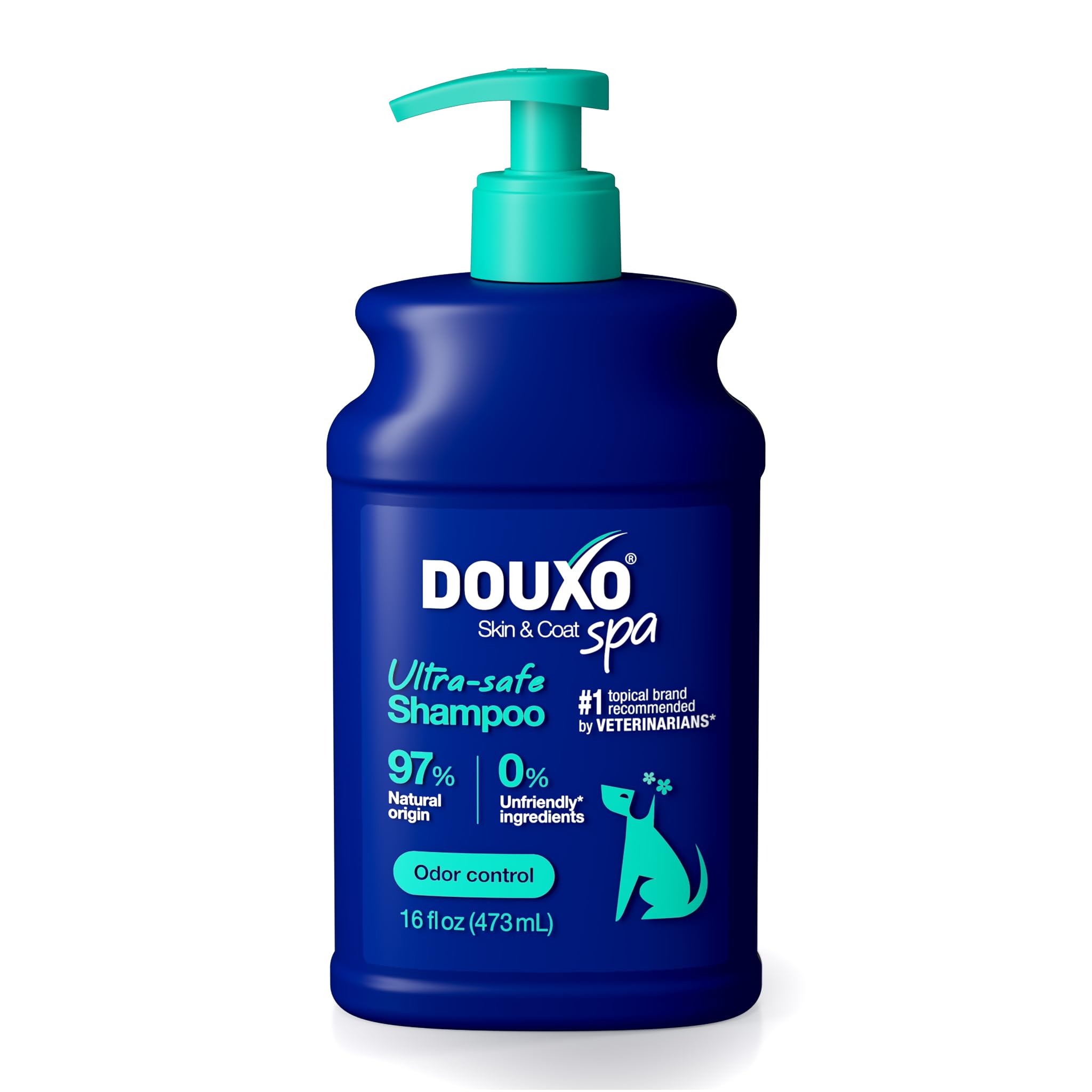 DOUXO® Skin & Coat SPA - Ultra-Safe Odor Control Dog Shampoo for Smelly Dogs, 16 fl oz, Cleans and Hydrates The Skin, Removes Odor, Leaves The Coat Soft and Smelling Great, Skin-Friendly Formula