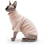 Idepet Sphynx Cat Warm Turtleneck Sweater Hairless Cats Shirt Pullover Kitten T-Shirts Thick Soft Fleece Clothes Cute Outfit Coat Pajamas for Cats and Puppy (Pink, Medium) - Image 4