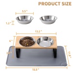 Upgraded Elevated Cat Bowls with Food Mat,15°Tilted Stand Anti Vomiting Raised Cat Dishes for Food and Water,2 Stainless Steel Bowls for Cats and Puppy - Image 4