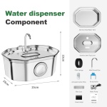 Cat Water Fountain Stainless Steel 108oz/3.2L, APAUK Automatic Pet Fountain Dog Water Dispenser with Water Level Window, Quiet Cat Fountain for Drinking, Inside with Replacement(1 Filters&1 Sponges) - Image 2