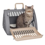 SportPet Designs Foldable Travel Cat Carrier - Front Door Plastic Collapsible Carrier Collection, Waterproof Bed