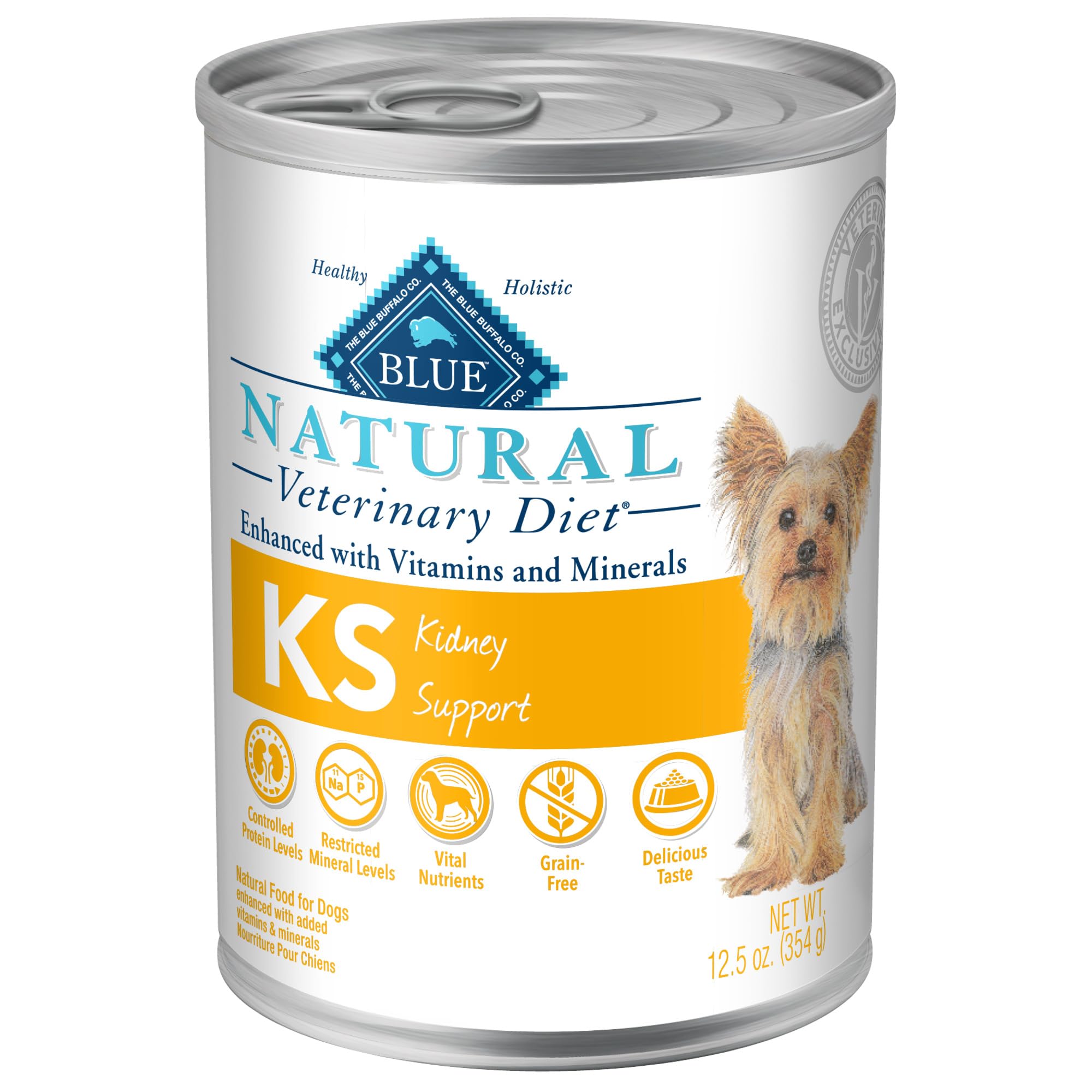 Blue Buffalo Natural Veterinary Diet KS Kidney Support Wet Dog Food, Chicken 12.5-oz cans (Pack of 12)
