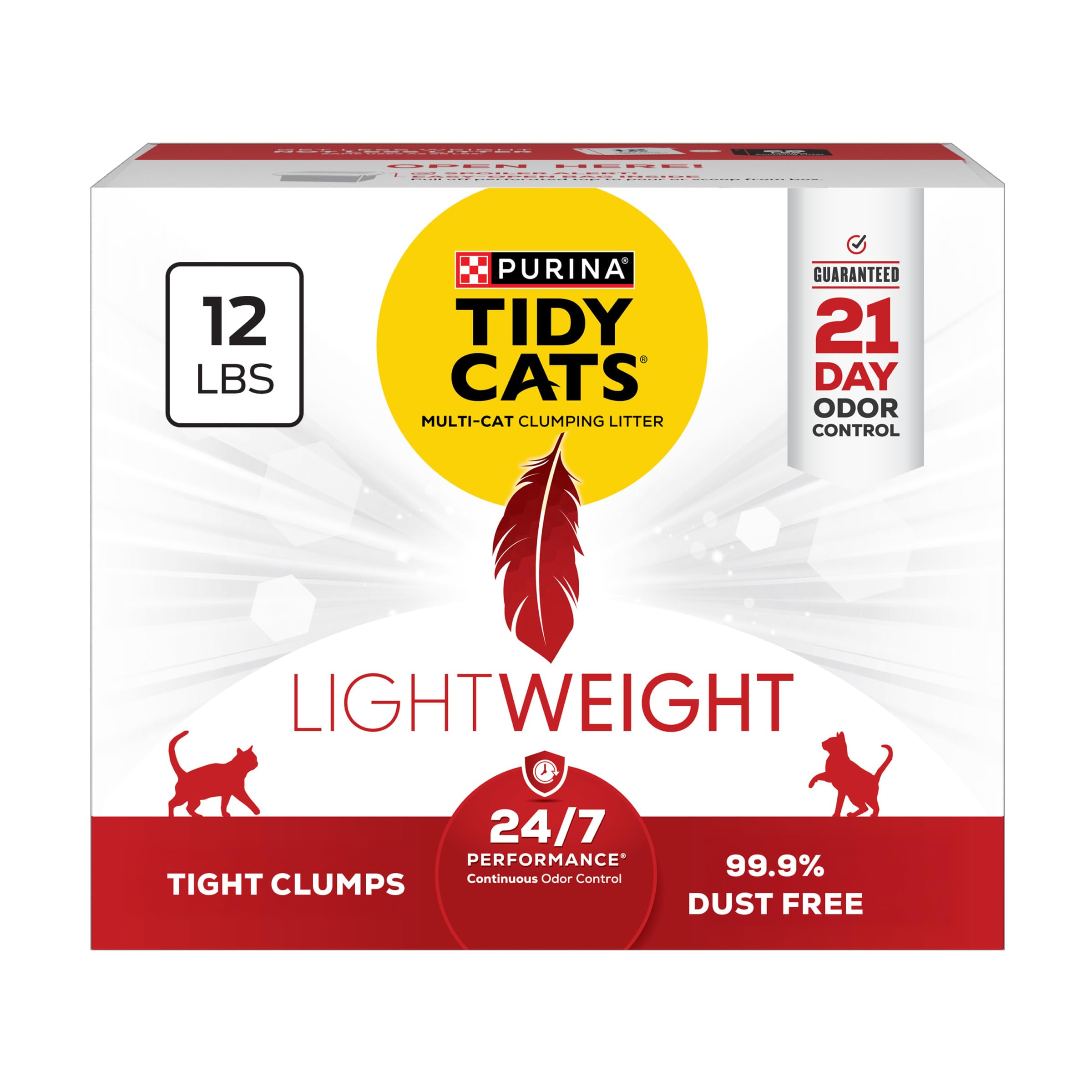 Purina Tidy Cats Lightweight, Low Dust, Clumping Cat Litter Odor Control 24/7 Performance Multi Cat Litter - 12 lb. Box