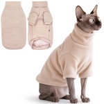 Idepet Sphynx Cat Warm Turtleneck Sweater Hairless Cats Shirt Pullover Kitten T-Shirts Thick Soft Fleece Clothes Cute Outfit Coat Pajamas for Cats and Puppy (Pink, Medium)