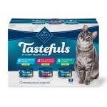 Blue Buffalo Tastefuls Flaked Wet Cat Food Variety Pack, Made with Natural Ingredients, Tuna, Chicken, Fish & Shrimp, 5.5-oz Cans (24 Count, 8 of Each)