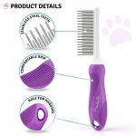 Poodle Pet Detangling Pet Comb with Long & Short Stainless Steel Teeth for Removing Matted Fur, Knots & Tangles – Detangler Tool Accessories for Safe & Gentle DIY Dog & Cat Grooming - Image 7