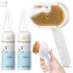 Pet Steam Brush for Dog & Cat – shower bath brush – Steam for Shedding & Grooming Water Brush for Long & Short Haired Pets Spritz Defur Comb 3-in-1 Spray Hair Removal Comb Includes 2*Waterless Shampoo