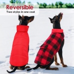 ASENKU Dog Winter Coat, Fleece Doggie Jacket Plaid Reversible Vest Waterproof Windproof Cold Weather Clothes for Small Medium Large Dogs(Red, M) - Image 7