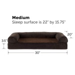 FurHaven Soft, Orthopedic Foam Sofa Dog Bed with Washable & Removable Cover - Sherpa/Chenille - Coffee, Dogs Up to 35 lbs - Medium - Image 3