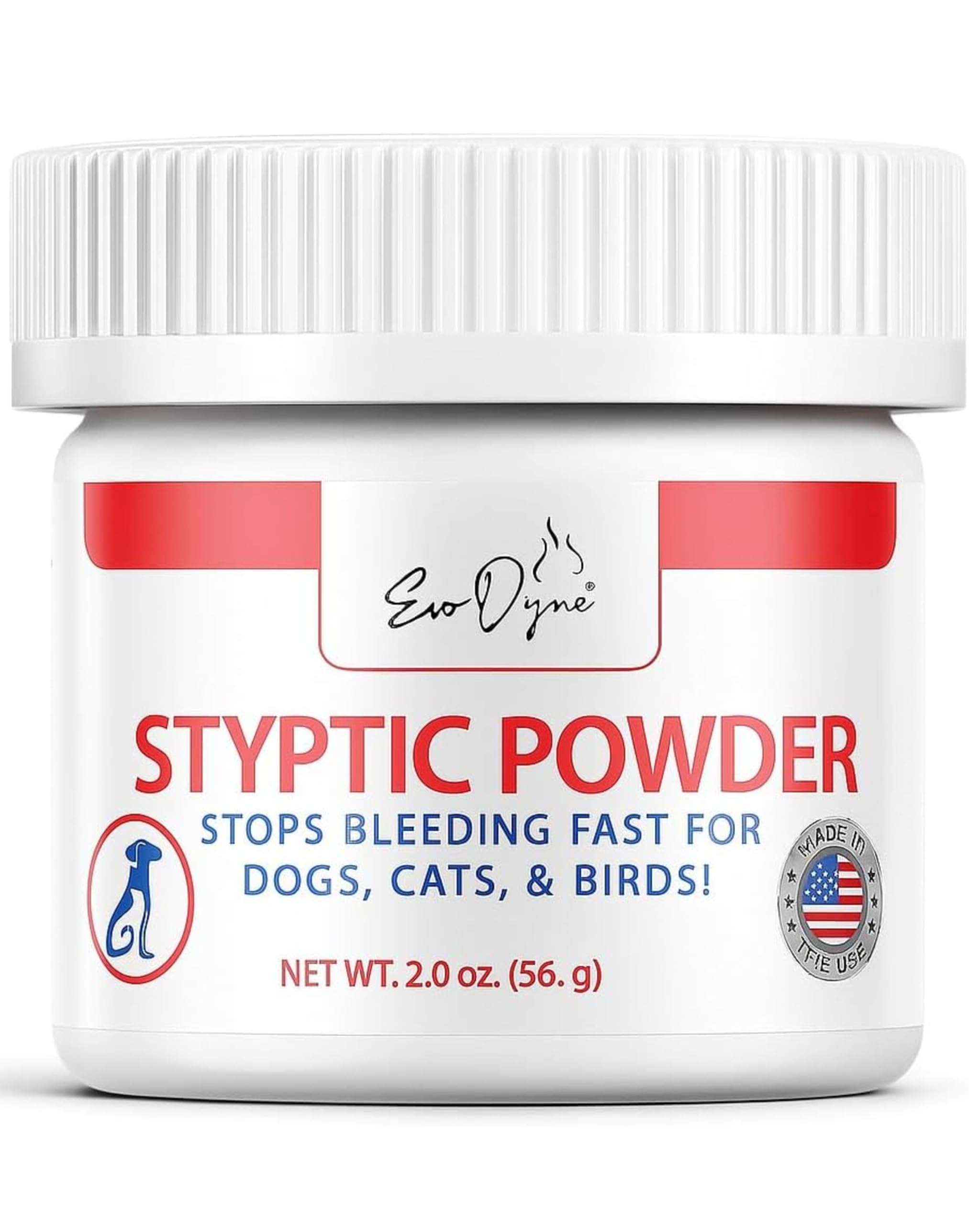 Styptic Powder for Dogs, Cats, and Birds (2 oz) by Evo Dyne | Fast-Acting Blood Stop for Pets | Quick Stop Bleeding Powder for Dog Nail Clipping, Grooming, Cuts and More (1-Pack)