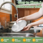 Petdream 4-Pack Stainless Steel Cat Food Bowls, Shallow Whisker-Friendly Non-Slip Silicone Base Metal Dishes, Easy to Clean Indoor Feeding Flat Plates for Cat, Kitten, Small Dog (6.7") - Image 3