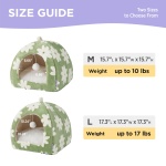 Lesure Cute Cat Beds for Indoor Cats - 2 in 1 Cat Cave Bed for Kittens and Small Pets with Removable Washable Cushioned Pillow, Cozy Ktten Tent with Non-Slip Bottom, Green, 16 inches - Image 5