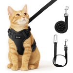 Cat Harness and Leash for Walking, Cat Car Harness, Escape Proof Soft Adjustable Vest Harnesses for Cats, Easy Control Breathable Reflective Strips Harness, Kitten Harness and Leash Set, Black, S