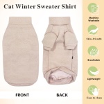 Idepet Sphynx Cat Warm Turtleneck Sweater Hairless Cats Shirt Pullover Kitten T-Shirts Thick Soft Fleece Clothes Cute Outfit Coat Pajamas for Cats and Puppy (Pink, Medium) - Image 5
