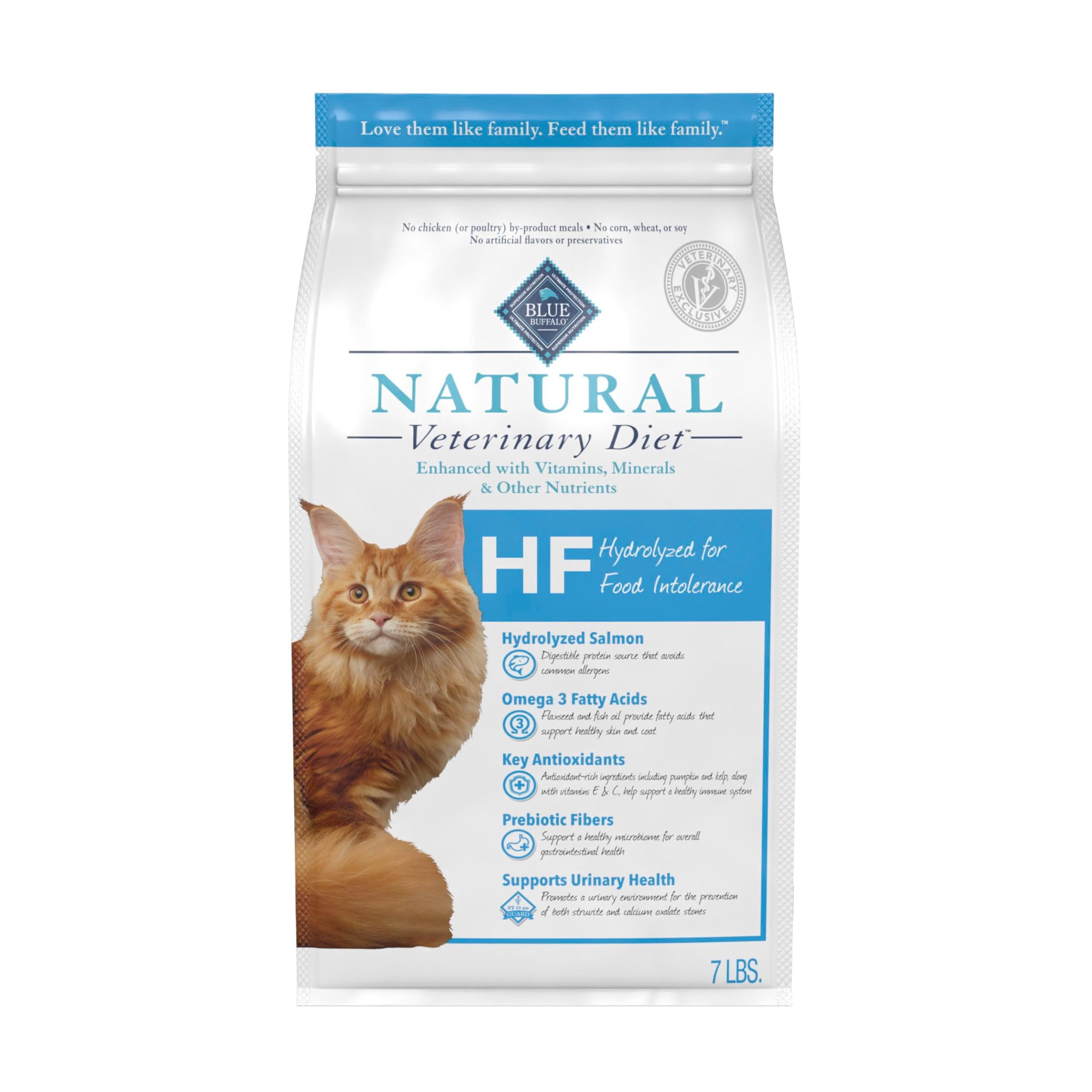 Blue Buffalo Natural Veterinary Diet HF Hydrolyzed for Food Intolerance Dry Cat Food, Veterinarian Prescription Required, Salmon, 7-lb. Bag