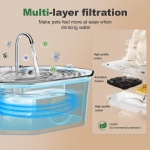 Cat Water Fountain Stainless Steel 108oz/3.2L, APAUK Automatic Pet Fountain Dog Water Dispenser with Water Level Window, Quiet Cat Fountain for Drinking, Inside with Replacement(1 Filters&1 Sponges) - Image 3