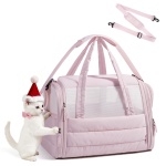 BAGSMART Cat Carrier: Soft-Sided Pet Carrier for Small Medium Cats Dogs Puppy Quilted Collapsible Puffy Travel Bag Up to 20 Lbs Pink