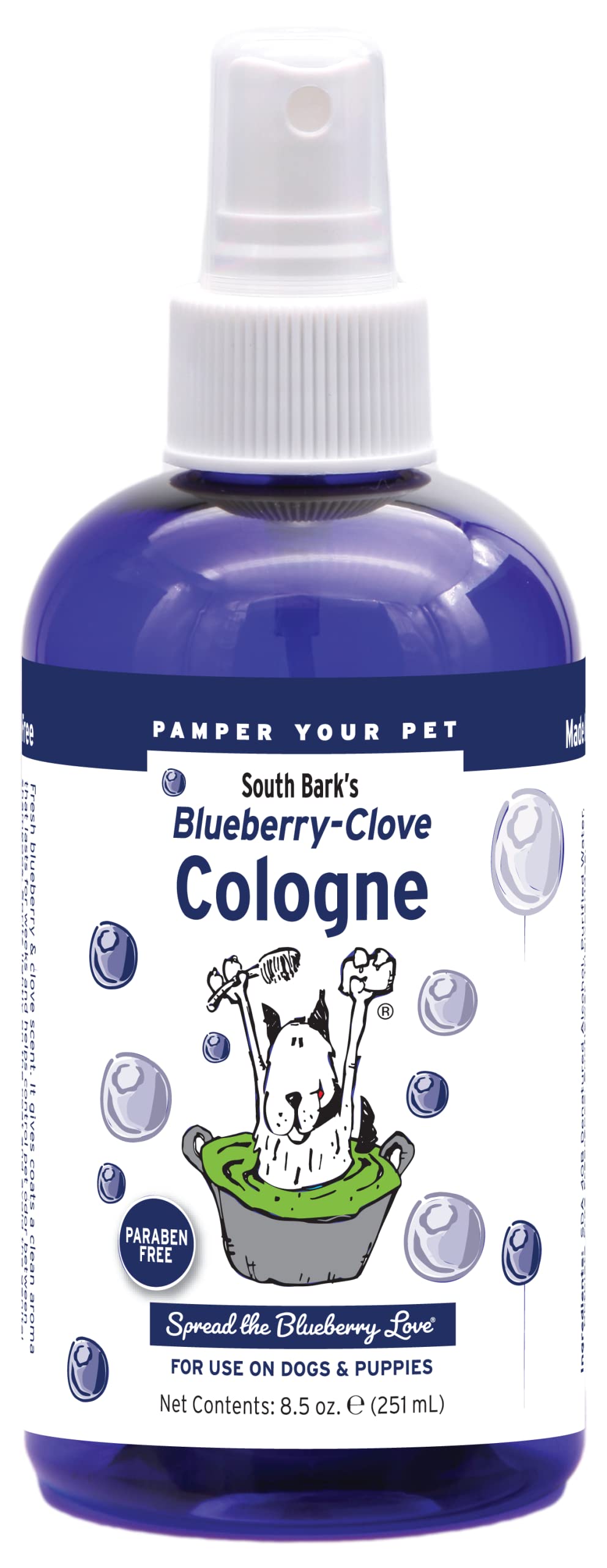 Showseason Animal Products South Bark's Blueberry Clove Dog Cologne | Dog Perfume Long Lasting | Deodorizing Spray