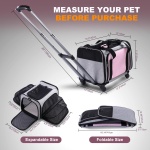 Pet Carrier Airline Approved on Wheels - Two Sided Expandable Cat Soft Carrier for Puppy and Cats Under 26lbs, Rolling Cat Carrier for Airplane, Camping, Outdoor - Image 3