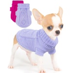 2 Pieces Dog Sweater for Small Dogs Chihuahua Clothes Spring Winter Cute Knitwear Turtleneck Thick Warm Clothes for Yorkie Cat Extra Small Dog Clothes (XX-Small)