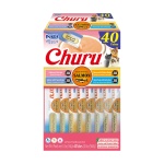 INABA Salmon Churu Cat Treats, Lickable, Squeezable Creamy Purée Cat Treat with Green Tea Extract & Taurine, 0.5 Ounces Each Tube, 40 Tubes, Salmon Variety Box