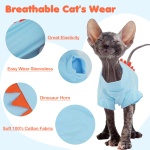 DENTRUN Sphynx Cat Clothes, Cute Dinosaur Design Hairless Cat Costume, Breathable Cotton Shirts Cat Clothes for Cats Only, Round Collar Kitten Daily T-Shirts with Sleeves, Cats Funny Cosplay Apparel - Image 3