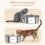 Cat Water Fountain Stainless Steel: 3.2L/108oz Pet Foundatin Water Bowl for Cats Inside Automatic Dog Drinking Dispenser Dish Animal Feeding & Watering Supplies Waterfall with 1 Replacement Filter - Image 3