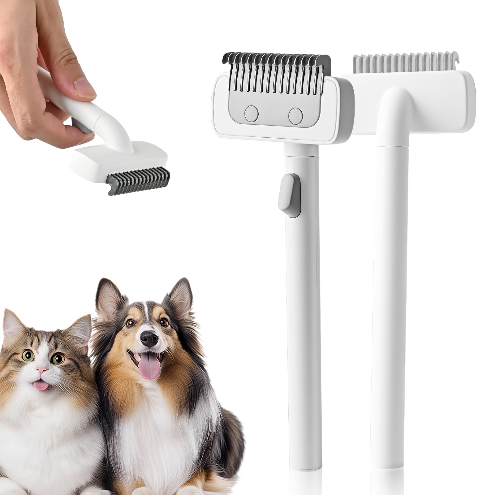 Diecallan Cat Brush cat grooming supplies Gently Removes Loose Undercoat Mats, Tangled Hair and Soothes Skin. Ideal for Long and Short Haired Pets. (White)