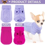 2 Pieces Dog Sweater for Small Dogs Chihuahua Clothes Spring Winter Cute Knitwear Turtleneck Thick Warm Clothes for Yorkie Cat Extra Small Dog Clothes (XX-Small) - Image 4
