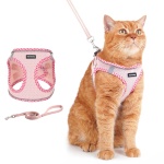 Rttochfy Cat Harness and Leash Set, Escape Proof Kitten Harness, Soft and Breathable Vest with Reflective Strip, Easy to Wear for Cats Walking and Traveling (Pink, S)